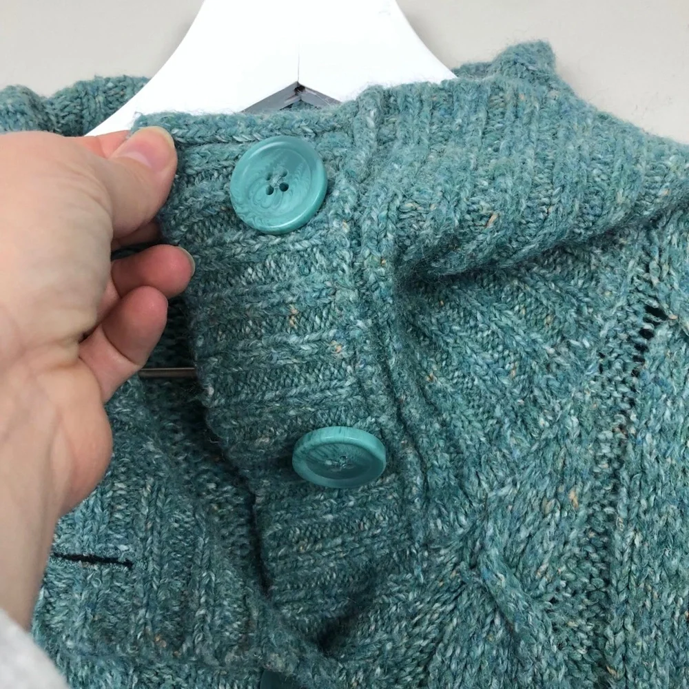 L.L. Bean Wool Blend Cable Knit Cardigan Sweater - Picture 6 of 8